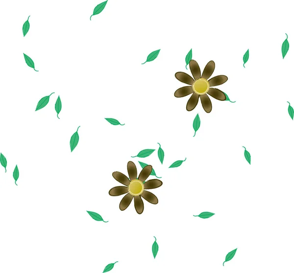 Fleurs Abstraites Avec Des Feuilles Vertes Motif Sans Couture Illustration — Image vectorielle