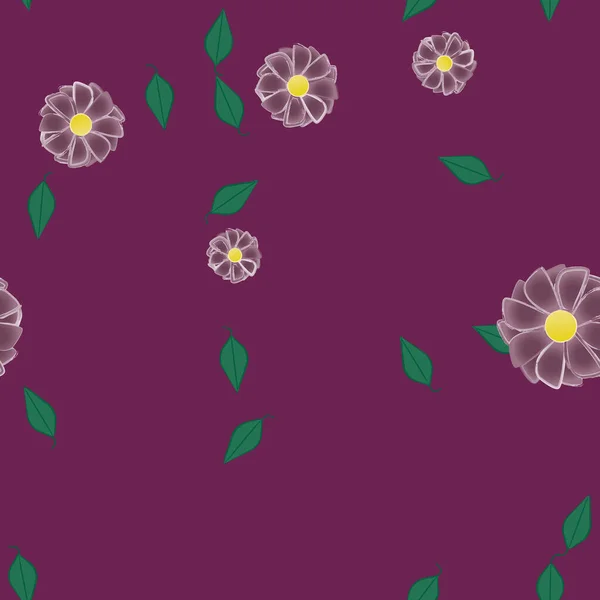 Fleurs Abstraites Avec Des Feuilles Vertes Motif Sans Couture Illustration — Image vectorielle