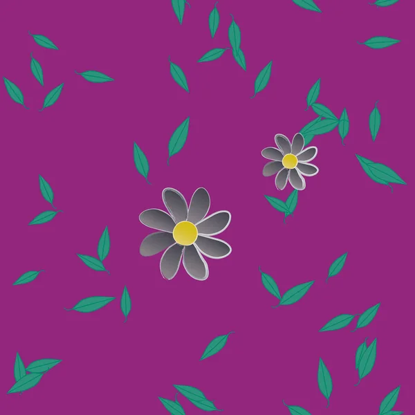 Flores Con Hojas Fondo Sin Costuras Ilustración Vectorial — Vector de stock