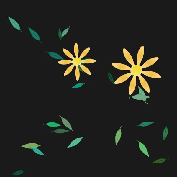 Flores Abstractas Con Hojas Verdes Patrón Sin Costura Ilustración Vectorial — Archivo Imágenes Vectoriales