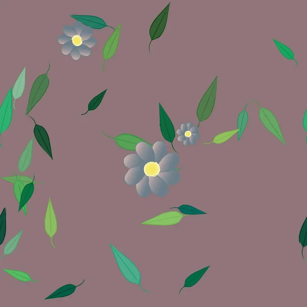 Fleurs Abstraites Avec Des Feuilles Vertes Motif Sans Couture Illustration — Image vectorielle