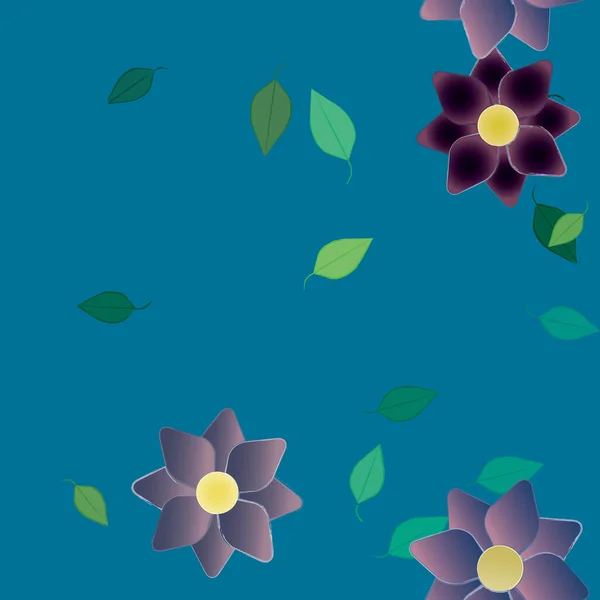 Fleurs Abstraites Avec Des Feuilles Vertes Motif Sans Couture Illustration — Image vectorielle