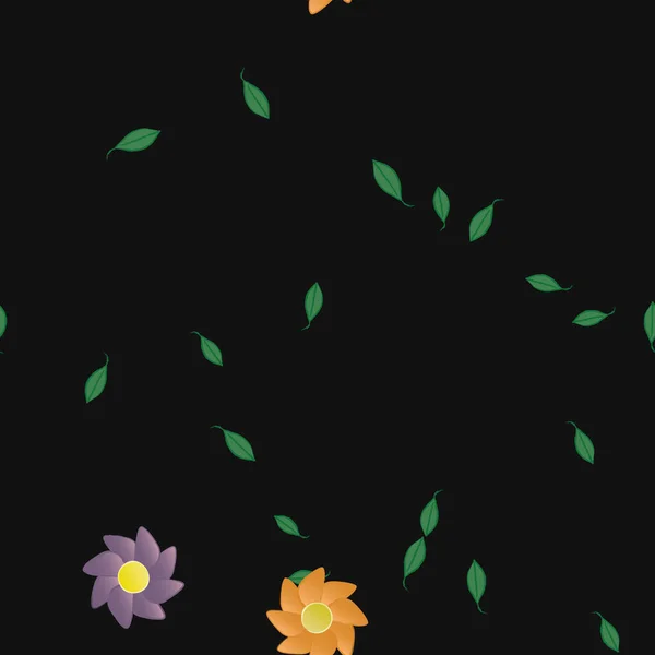 Flores Con Hojas Fondo Sin Costuras Ilustración Vectorial — Vector de stock