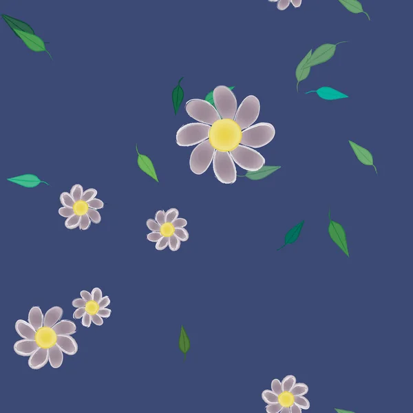 Flores Com Folhas Sem Costura Fundo Ilustração Vetorial — Vetor de Stock