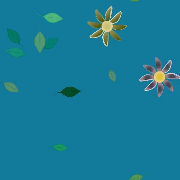 Flores Con Hojas Fondo Sin Costuras Ilustración Vectorial — Archivo Imágenes Vectoriales