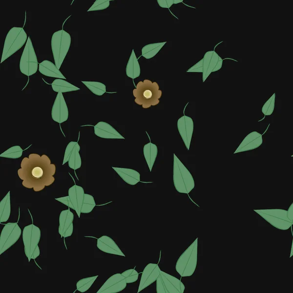 Flores Con Hojas Fondo Sin Costuras Ilustración Vectorial — Vector de stock