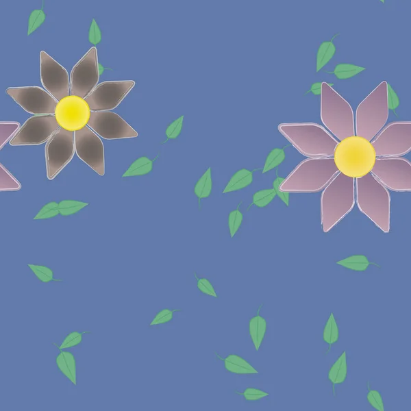 Blumen Mit Blättern Nahtloser Hintergrund Vektorillustration — Stockvektor