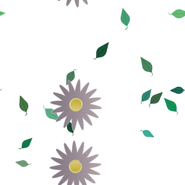 Blumen Mit Blättern Nahtloser Hintergrund Vektorillustration — Stockvektor