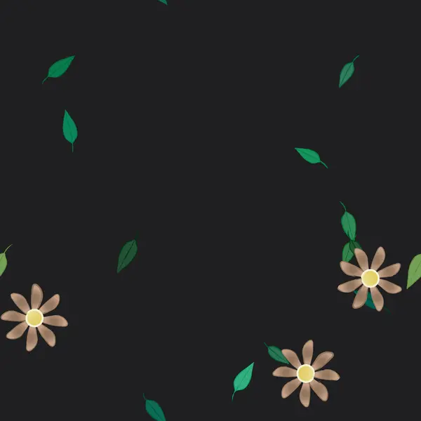 Fleurs Abstraites Avec Des Feuilles Vertes Motif Sans Couture Illustration — Image vectorielle