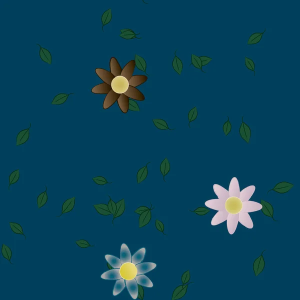 Flores Con Hojas Fondo Sin Costuras Ilustración Vectorial — Vector de stock