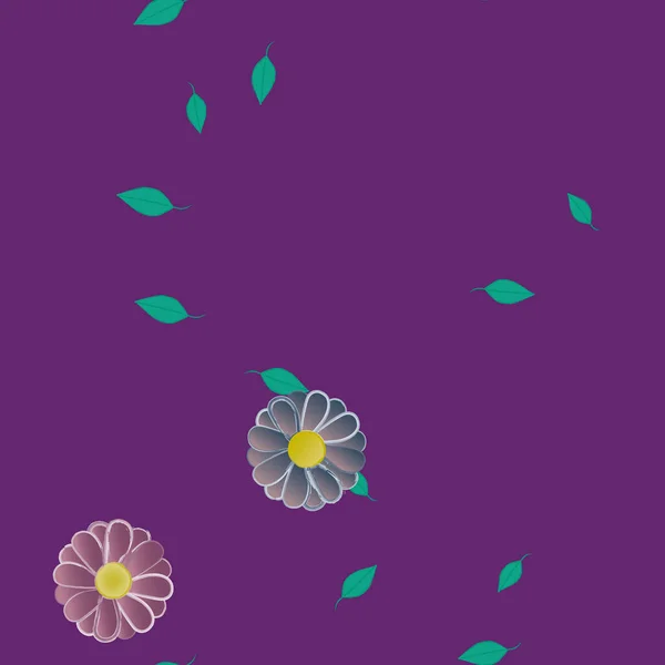 Flores Abstractas Con Hojas Verdes Patrón Sin Costura Ilustración Vectorial — Vector de stock