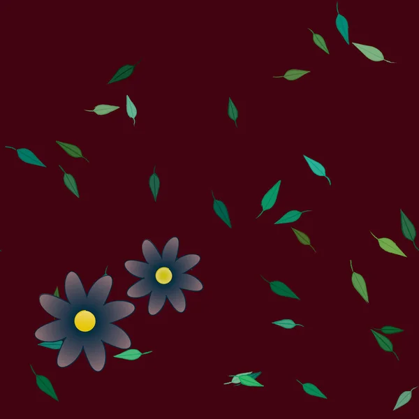 Flores Con Hojas Fondo Sin Costuras Ilustración Vectorial — Vector de stock