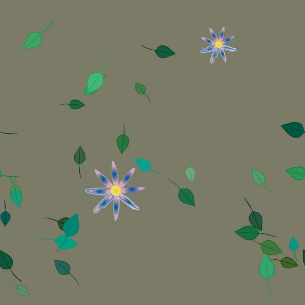 Flores Con Hojas Fondo Sin Costuras Ilustración Vectorial — Vector de stock