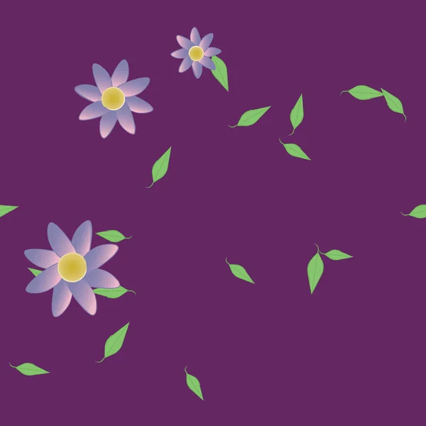 Flores Abstractas Con Hojas Verdes Patrón Sin Costura Ilustración Vectorial — Vector de stock