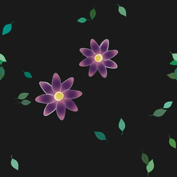 Flores Con Hojas Fondo Sin Costuras Ilustración Vectorial — Archivo Imágenes Vectoriales