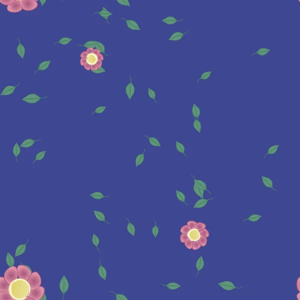 Flores Abstractas Con Hojas Verdes Patrón Sin Costura Ilustración Vectorial — Vector de stock