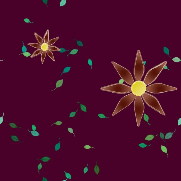 Flowers Leaves Seamless Background Vector Illustration — Stock Vector