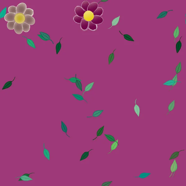 Fleurs Abstraites Avec Des Feuilles Vertes Motif Sans Couture Illustration — Image vectorielle