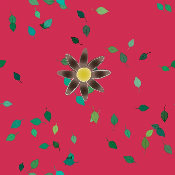 Fleurs Avec Feuilles Fond Sans Couture Illustration Vectorielle — Image vectorielle