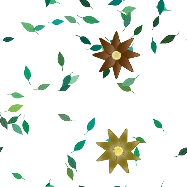 Flores Con Hojas Fondo Sin Costuras Ilustración Vectorial — Vector de stock