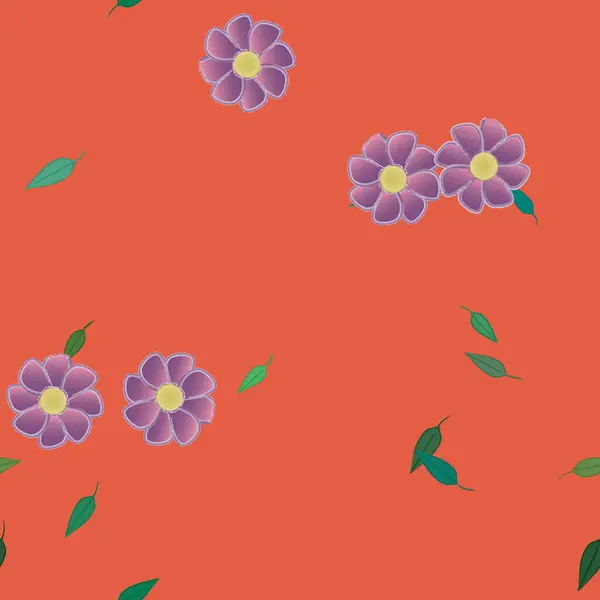 Flores Com Folhas Sem Costura Fundo Ilustração Vetorial — Vetor de Stock