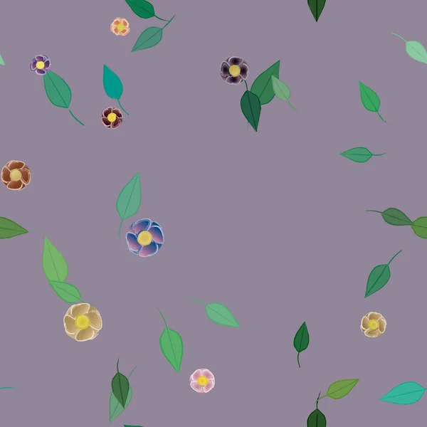 Flores Con Hojas Fondo Sin Costuras Ilustración Vectorial — Vector de stock