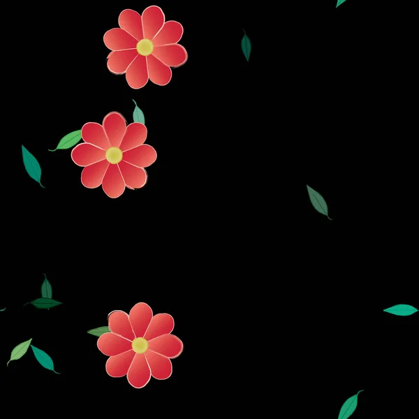 Flores Con Hojas Fondo Sin Costuras Ilustración Vectorial — Vector de stock