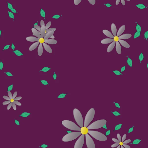 Flores Con Hojas Fondo Sin Costuras Ilustración Vectorial — Vector de stock