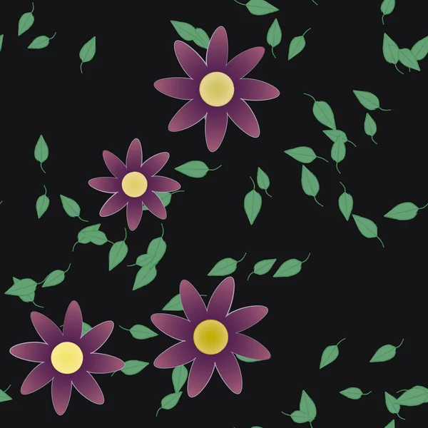 Flowers Leaves Seamless Background Vector Illustration — Stock Vector