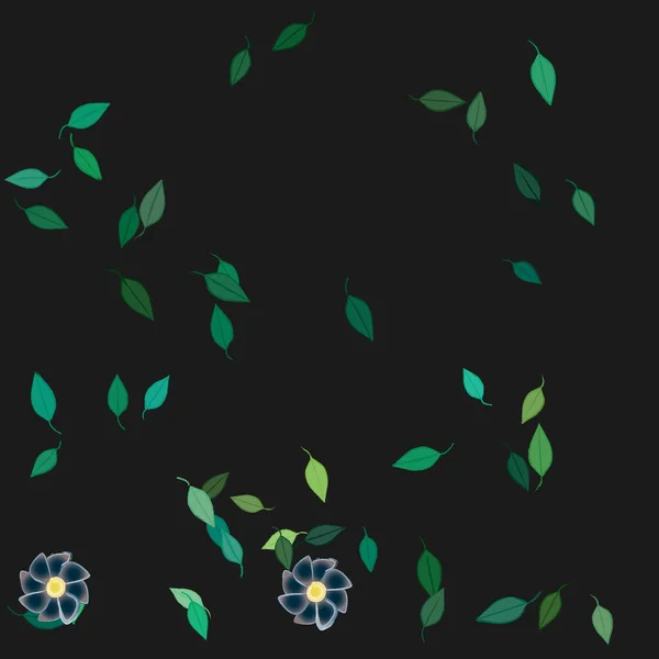 Flores Abstractas Con Hojas Verdes Patrón Sin Costura Ilustración Vectorial — Vector de stock