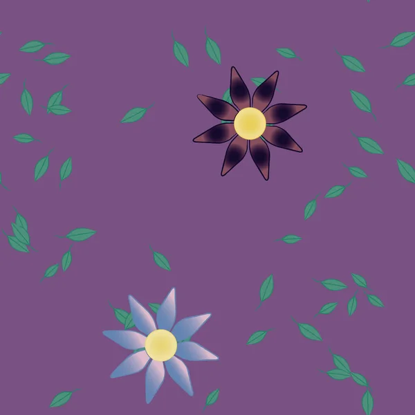 Flores Com Folhas Sem Costura Fundo Ilustração Vetorial — Vetor de Stock