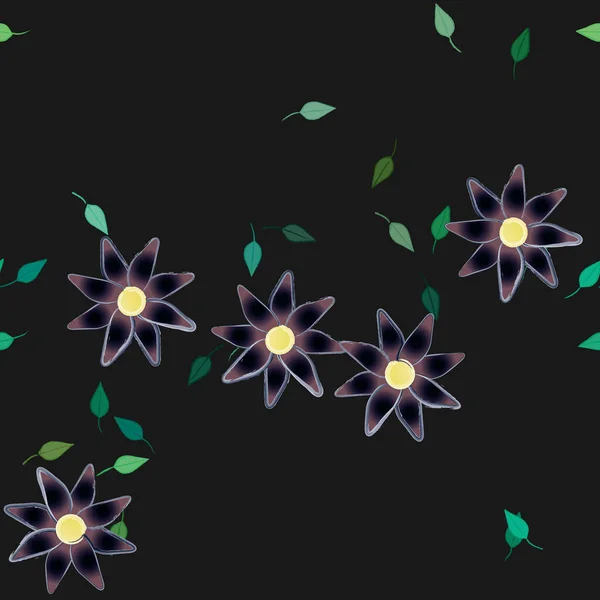 Fleurs Avec Feuilles Fond Sans Couture Illustration Vectorielle — Image vectorielle