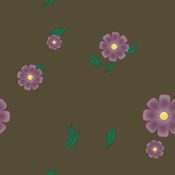 Flores Con Hojas Fondo Sin Costuras Ilustración Vectorial — Vector de stock