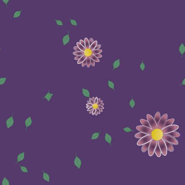 Flores Con Hojas Fondo Sin Costuras Ilustración Vectorial — Vector de stock