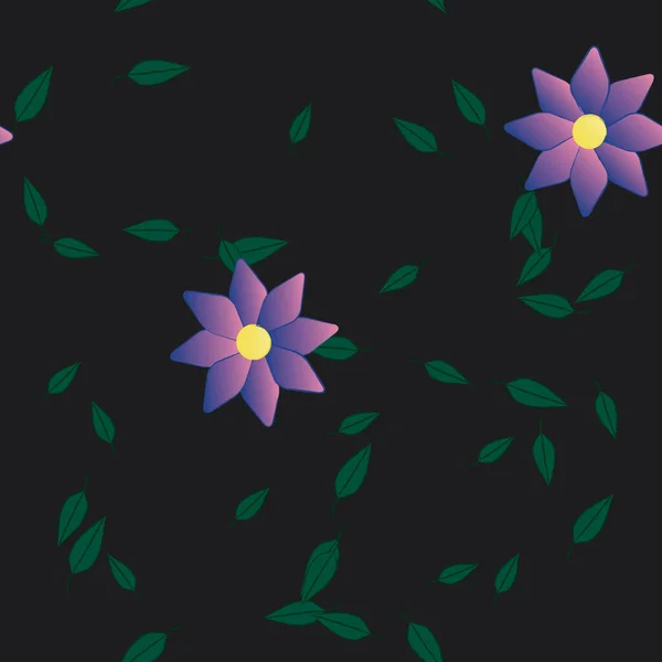 Fleurs Avec Feuilles Fond Sans Couture Illustration Vectorielle — Image vectorielle