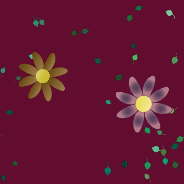 Flores Abstractas Con Hojas Verdes Patrón Sin Costura Ilustración Vectorial — Vector de stock