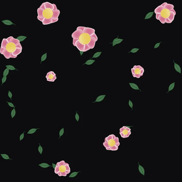 Flores Con Hojas Fondo Sin Costuras Ilustración Vectorial — Vector de stock