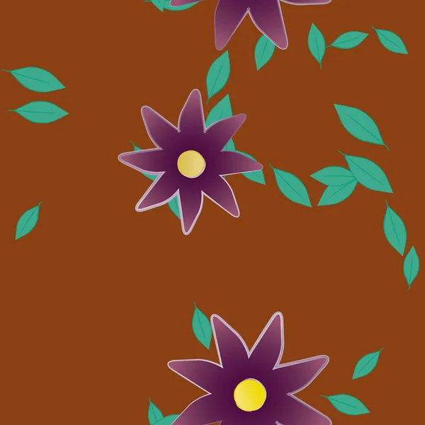 Flores Con Hojas Fondo Sin Costuras Ilustración Vectorial — Vector de stock