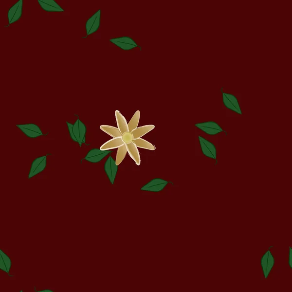 Flores Abstractas Con Hojas Verdes Patrón Sin Costura Ilustración Vectorial — Vector de stock