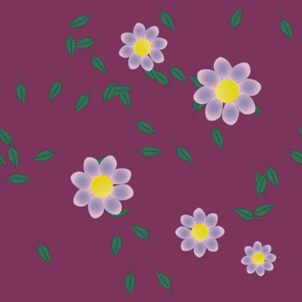 Blumen Mit Blättern Nahtloser Hintergrund Vektorillustration — Stockvektor