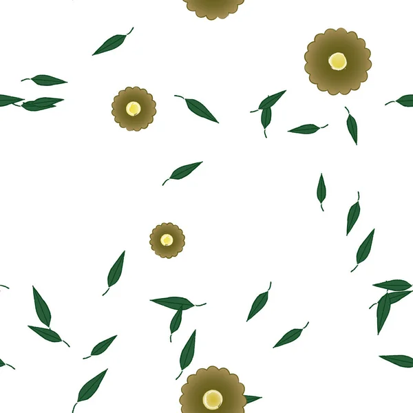 Fleurs Avec Feuilles Fond Sans Couture Illustration Vectorielle — Image vectorielle