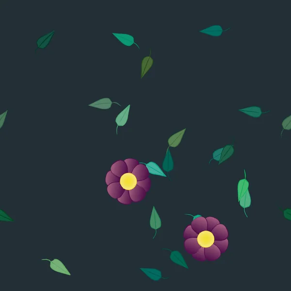 Flores Con Hojas Fondo Sin Costuras Ilustración Vectorial — Vector de stock