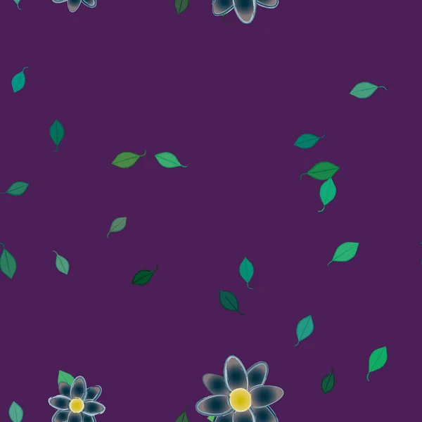 Flores Con Hojas Fondo Sin Costuras Ilustración Vectorial — Vector de stock