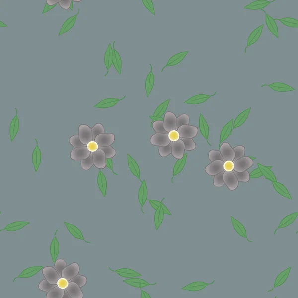 Flores Con Hojas Fondo Sin Costuras Ilustración Vectorial — Archivo Imágenes Vectoriales