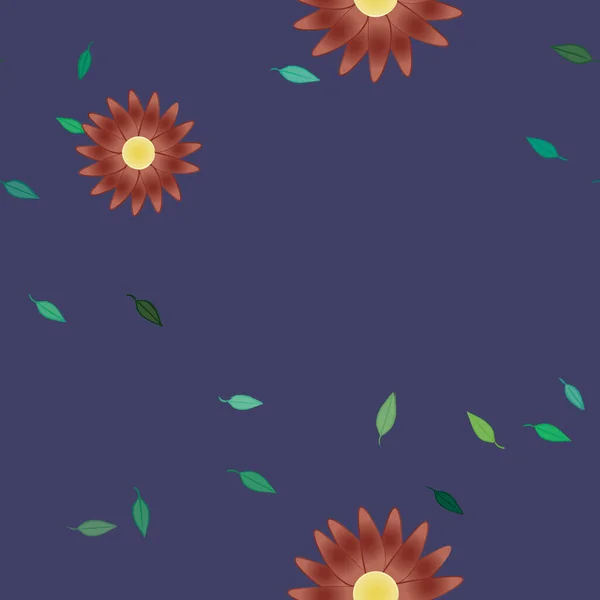 Flores Con Hojas Fondo Sin Costuras Ilustración Vectorial — Vector de stock