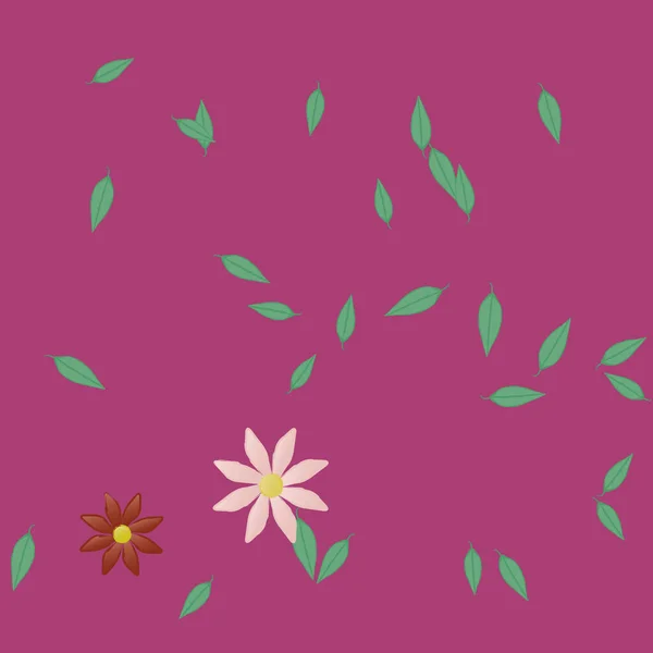 Flores Con Hojas Fondo Sin Costuras Ilustración Vectorial — Archivo Imágenes Vectoriales