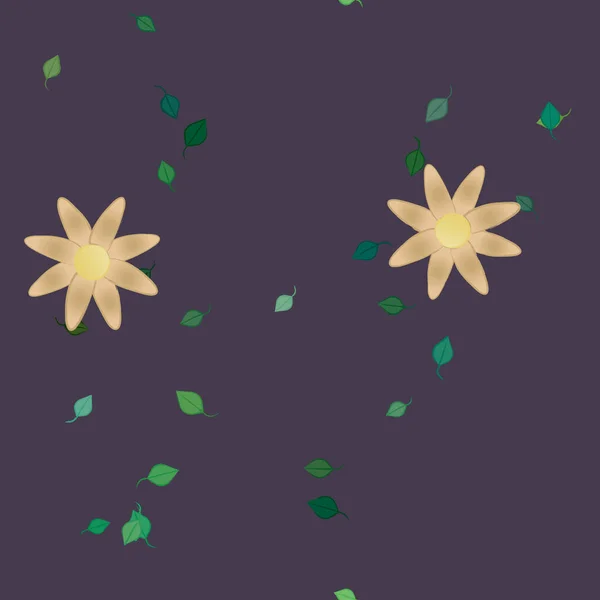 Fleurs Abstraites Avec Des Feuilles Vertes Motif Sans Couture Illustration — Image vectorielle