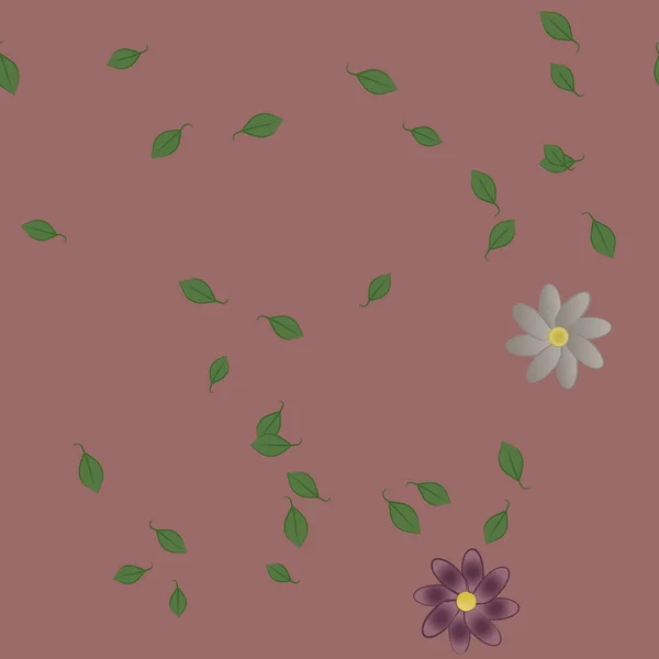 Abstrakcyjne Kwiaty Zielonymi Liśćmi Bezszwowy Wzór Wektor Ilustracja — Wektor stockowy