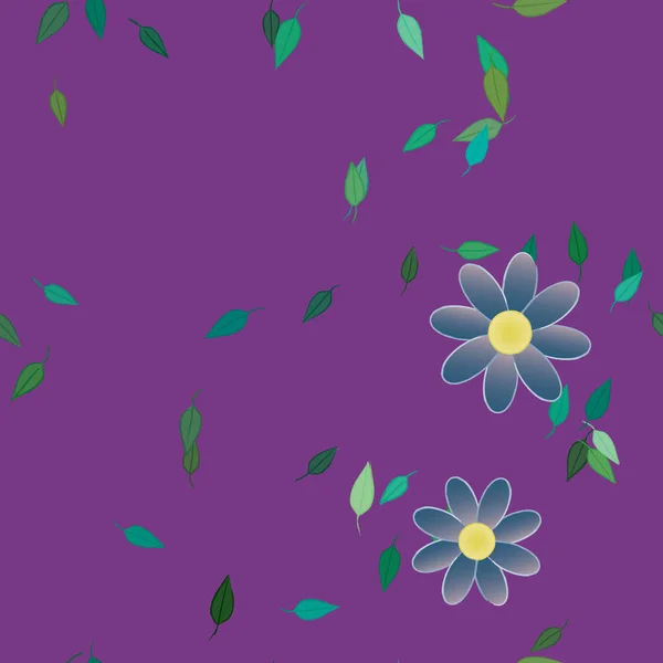 Fleurs Avec Feuilles Fond Sans Couture Illustration Vectorielle — Image vectorielle