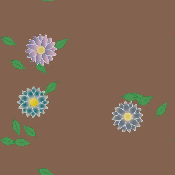 Blumen Mit Blättern Nahtloser Hintergrund Vektorillustration — Stockvektor